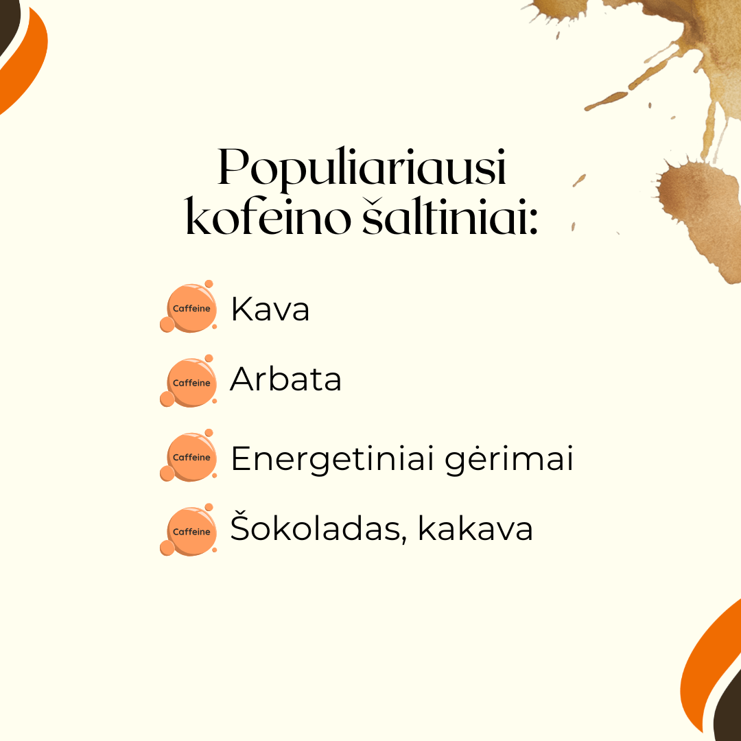 populiariausi kofeino šaltiniai
